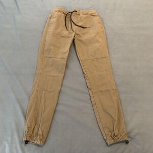 Brooklyn Jogger Pants Mens Small‎ Tan Ripstop Drawstring Elastic Cuff Casual